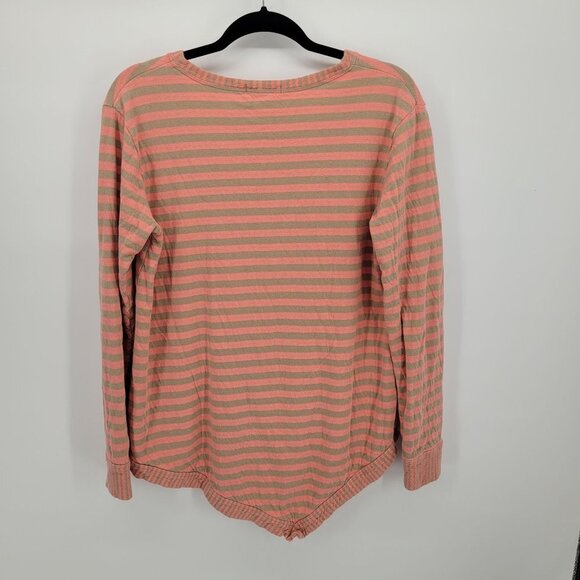 Fresh produce Womens XS Small peach pink gray striped top asymmetrical hem - Picture 8 of 9